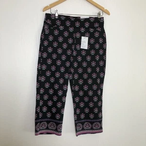 Croft & Barrow Hose Damen 6 Schwarz Rosa Blumen Mühelos Stretch Capri Neu - Bild 1 von 10