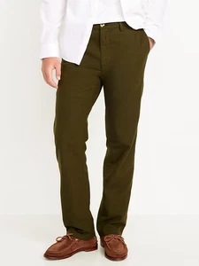 Old Navy 90s Straight Leinenmischung Chino Hose Herren 34x38 olivgrün Strand NEU - Bild 1 von 11