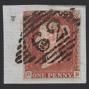 O5_19 GB QV 1841 1d RED-BROWN PLATE 52 SG8-B1(1) DB GU 3M BELFAST 62 ON PIECE - Picture 1 of 2