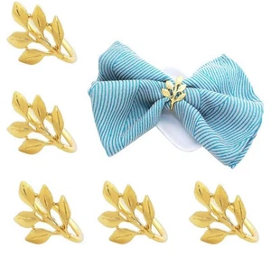Leaf Napkin Ring Holder Set of 4 Gold Color Dining Table Décor - NWOT - Picture 1 of 4