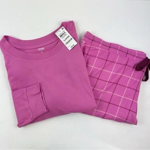 Jenni Women's Long Sleeve Mix It Packaged Pajama Set Pink Plaid Size X-Large - Picture 1 of 2