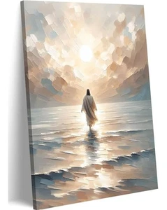 Jesus Walking on Water Canvas Wall Art Jesus Walking on Water Back Wall Decor... - Picture 1 of 8