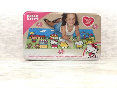 Hello Kitty Sanrio Tin Box 3 Great Puzzles Become 1 Large Panorama 135 Pcs A9 - Image 1 of 3