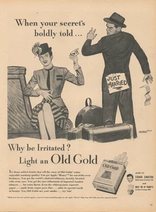 Alte Goldzigarette von 1946, wenn dein Geheimnis kühn erzählt wird, gerade verheiratet Druckanzeige - Bild 1 von 1