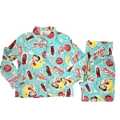Conjunto de pijama Betty Boop Coca Cola para mujer salón franela ropa de dormir mediana M Foto 1 de 4