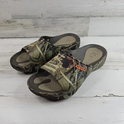 Sandálias Crocs slip on masculinas 10 femininas 12 camufladas verdes 16258 - Imagem 1 de 4