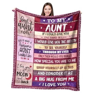 Aunt Blanket for Mothers Day - Unique Birthday Gift for Aunt - 60''x80'' - Picture 1 of 8