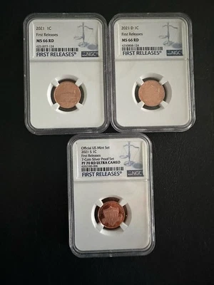 2021 P D  NGC MS 66 Rd & PF 70 Rd Ultra Cameo  All First Release - Image 1 of 4