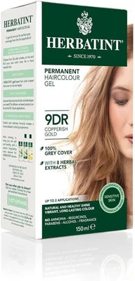 Gel permanente para coloração de cabelo Herbatint Herbal, ouro cobre 9DR, 4,56 onças - Imagem 1 de 3