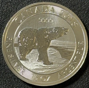 2018 1/2 Oz .9999 Fine Silver Canada Polar Bear $2 Silver Coin Queen Elizabeth! - Picture 1 of 2