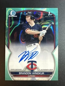 2022 Bowman Draft Baseball Brandon Winokur Aqua Lava Auto /199 #BDC-BWN Twins - Picture 1 of 2