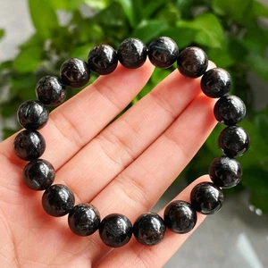 10mm Natural Black Amphibole Crystal Quartz Bracelet AAA - Picture 1 of 7