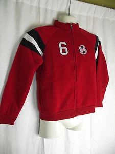 BNWT Boys Size 4 Red Navy White Soccer Logo Zip Front Windcheater Style Jacket - Picture 1 of 1