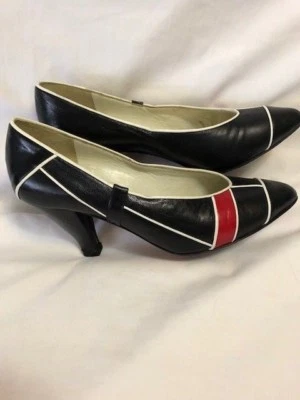 Vintage Black, Red & White d'Rossana by Charna Heels - Image 1 of 4