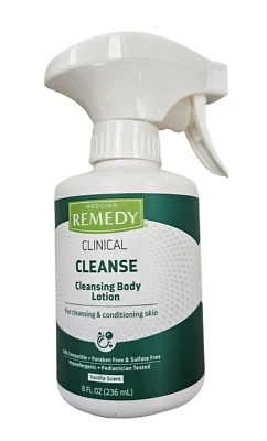 MEDLINE Remedy Clinical CLEANSE Cleansing Body Lotion 8oz Spray Bottle