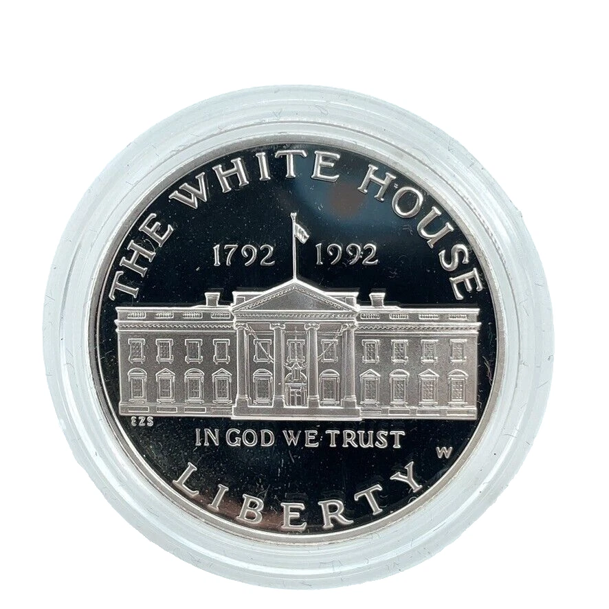 1992 W White House 90% Silver Proof Commemorative Dollar in Capsule - Image 1 of 4