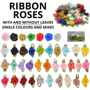 Satin Small Ribbon Roses Buds Embellishments All 27 Colours Various Quantities - Picture 1 of 106