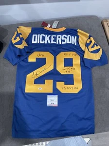 Eric Dickerson Auto Mitchell & Ness Jersey Rams Football PSA Multi Inscription - Picture 1 of 21