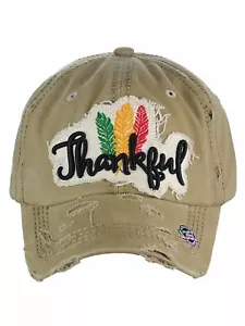 Ceci® Damen Baseball Cap "Thankful" Distressed Vintage bestickt Papa Mütze - Bild 1 von 8