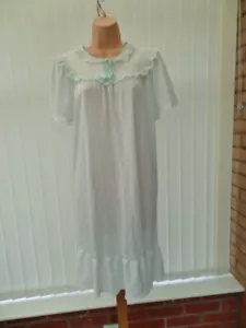 R47 VTG LITTLEWOODS AQUA LACE FLORAL SHIMMER 60'S 70'S NIGHTDRESS NIGHTIE 14/16 - Picture 1 of 10
