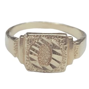 Anillo único de oro amarillo de 14 quilates de diseñador con corte de diamante inicial "O" NIÑOS talla 2 - Imagen 1 de 9