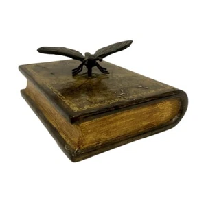 Maitland-Smith Kunstleder Holzbuch mit einem Bronze Schmetterling Briefbeschwerer. - Bild 1 von 8