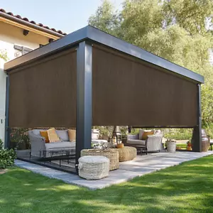 Outdoor Roller Shades Exterior Cordless Roll Up Shade Blinds Curtain - Picture 1 of 10