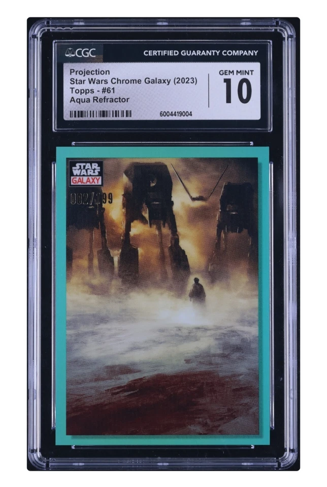 2023 ⭐ CGC-10 -Chrome Star Wars Galaxy Projection #61 Aqua Refractor 2/199 Pop/1 - Image 1 of 2