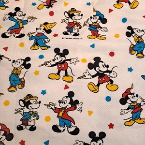 Disney Mickey Mouse Flannel Backed Fabric 1 Yard X 62" Polyester/Cotton - Picture 1 of 5