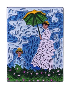Claude Monet Spaziergang Frau mit Sonnenschirm Madame Sohn Impressionist Ölgemälde Pin - Bild 1 von 5