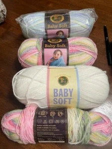Lion Brand Yarn BABY SOFT solids and prints - machine washable acrylic/nylon - Picture 1 of 28