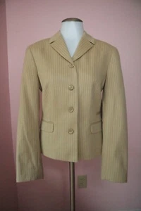 ESCADA SPORT 36 6 Luxury Beige Stripes Angora Wool Womens Designer Blazer Jacket - Picture 1 of 10