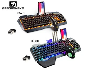 2.4G Wireless Gaming Keyboard and Mouse Set Rainbow Backlit for PC/MAC/PS4/Xbox - Picture 1 of 23