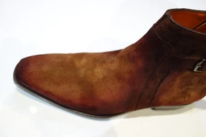 Botas Mezlan Zapato Coñac Marrón Gamuza Chelsea Pulido a Mano - Imagen 1 de 5