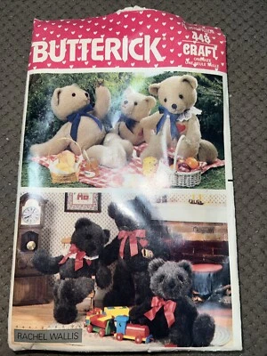 Butterick Sewing Pattern 448 Stuffed Bear In 3 Sizes Vintage '87 - Image 1 of 3