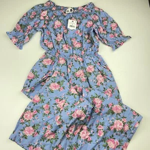Girls size 8, Cotton On, floral cotton puff sleeve jumpsuit, NEW - Picture 1 of 6