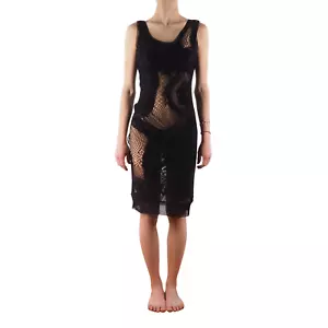 Vestido Jean Paul Gaultier Vintage Transparente Tejido Negro Malla Larga M Mediano JPG Años 90 - Imagen 1 de 5