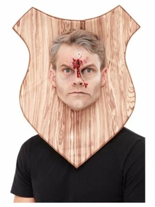 Trophy Head Board - Animal Hunter Mens Fancy Dress Outfit Halloween Party Adults - Picture 1 of 6