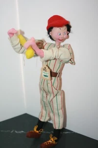 Vintage 50s Klumpe Doll Comical Baseball Player Felt Bat Barcelona Spain - RARE - Bild 1 von 4