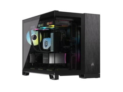 CORSAIR 2500X Micro ATX Dual Chamber PC Case, Black/Obsidian Aluminum, CC-901128 - Image 1 of 4