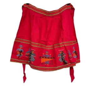 VTG Laurel Allen Imports Women's Apron Guatemalan Embroidered Red - Picture 1 of 10
