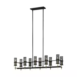 Feiss - Palmyra 10-Light Oil Rubbed Bronze and Burnished Brass Linear Chandelier - Bild 1 von 9