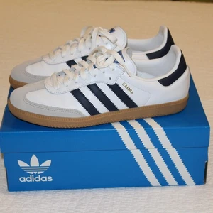 adidas Samba OG Sneakers Men's Size 8.5 – White/Navy Blue – Gum Sole – IF3814 - Picture 1 of 14