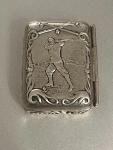 Vintage Silver Snuff Box With Golfing Scene - Golf Interest - Collectibles Gift - Picture 1 of 8