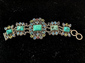Nicky Butler Sterling 925 Turquoise Multi-Gemstone Limited Ed Bracelet 28/300 8" - Picture 1 of 16