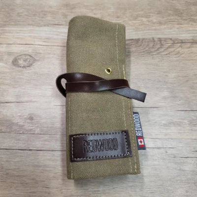 Redwood Watches Canvas 6 Watch Roll Organizer Pouch Olive Green Roll-Up Case - Image 1 of 4