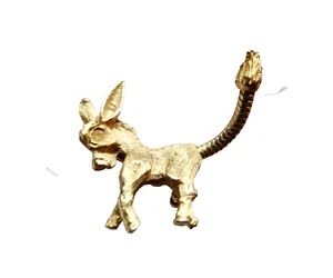 dONKEY BURRO GOLD TONE METAL PIN VINTAGE SIGNED ART JEWELRY FARM ANIMAL neocurio - Picture 1 of 6