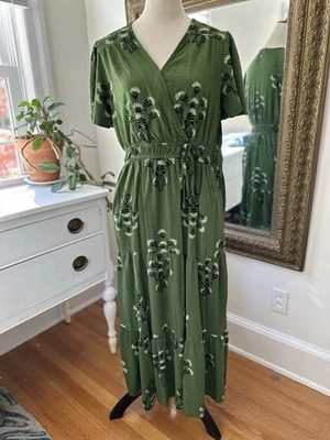 Maxi Vestido Knox Rosa L Verde Boho Floral Festival Cuello en V Country Cottagecore Foto 1 de 4