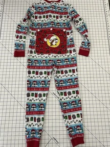 Buc-ees Unisex Youth (X) One Piece Zip Front PJ’s. Faux Drop Bottom Cotton Blend - Picture 1 of 6