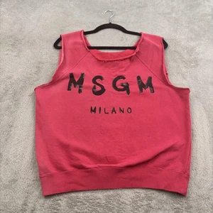 MSGM Felpa Cutoff Donna S Rosa Cotone Bordo Grezzo Streetwear Designer Logo - Foto 1 di 11